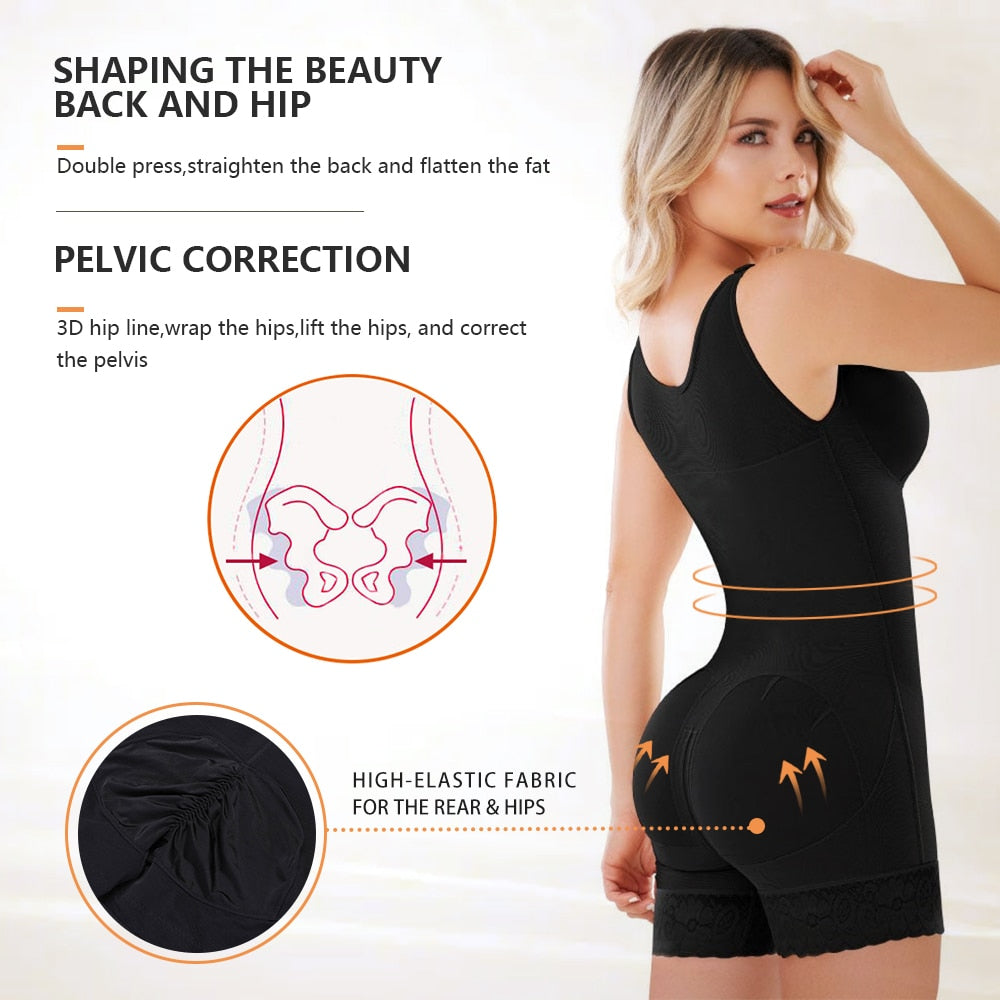 Fajas Colombianas Post Surgery Shapewear Compression Gaine amincissante Femme Ventre plat Lace Shaper Short Bodyshaper