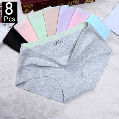 8Pcs Briefs for Women fashion sexy woman panties Solid seamless underpants cpanties for women cotton underwear girl knickers