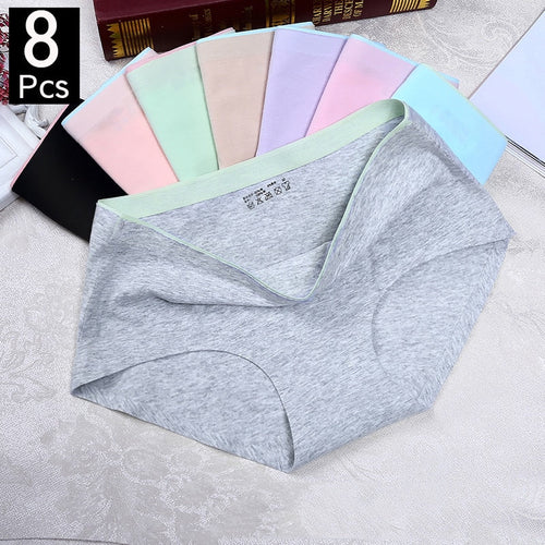 8Pcs Briefs for Women fashion sexy woman panties Solid seamless underpants cpanties for women cotton underwear girl knickers