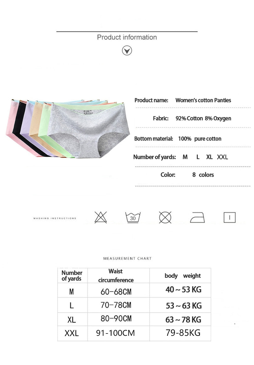 8Pcs Briefs for Women fashion sexy woman panties Solid seamless underpants cpanties for women cotton underwear girl knickers